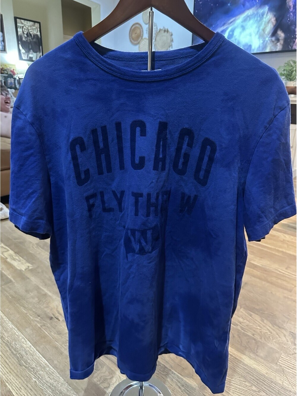 Chicago Cubs Fly The W Shirt Mens Large Blue MLB Baseball Tailgate Tee